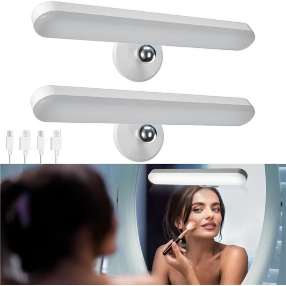 2 Pack Wireless Vanity Lights for Mirror, Rechargeable Battery Operated Mirror